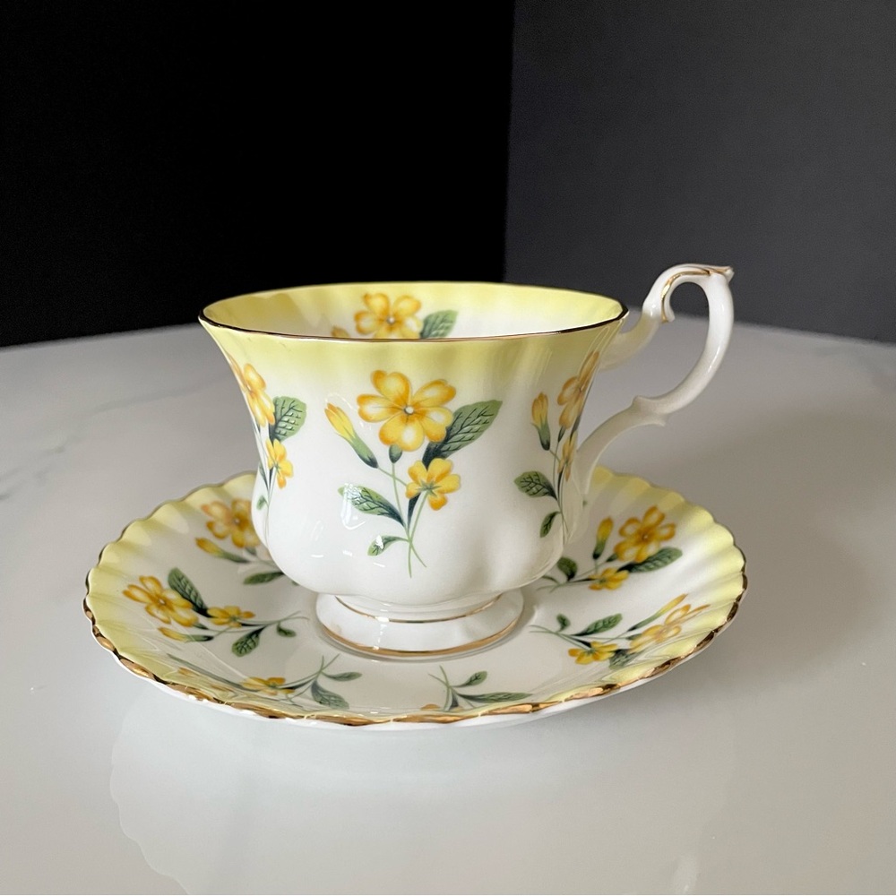Yellow Primrose Cup & Saucer by Royal Albert